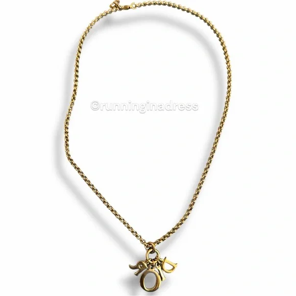 Christian Dior Gold & Crystal DIOR Spelled Out Charm Necklace Dio(r)evolution CD - Picture 6 of 10